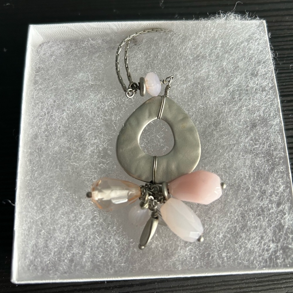 Lia Sophia Long Necklace boho charms dangle silver
